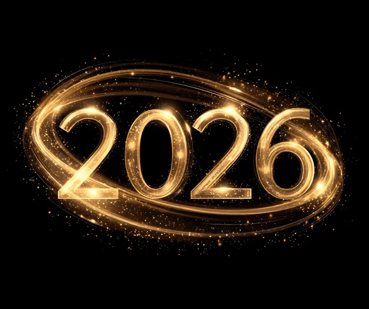 Animacja z tekstem Szczęśliwego Nowego Roku 2026