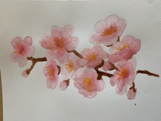 Kolorowe kwiatki malowane akwarelą w kolorze różowym