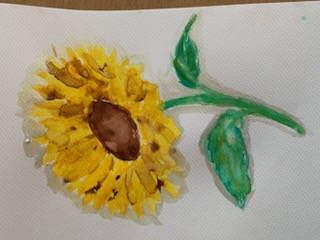 Kolorowe kwiatki malowane akwarelą w kolorze żółtym